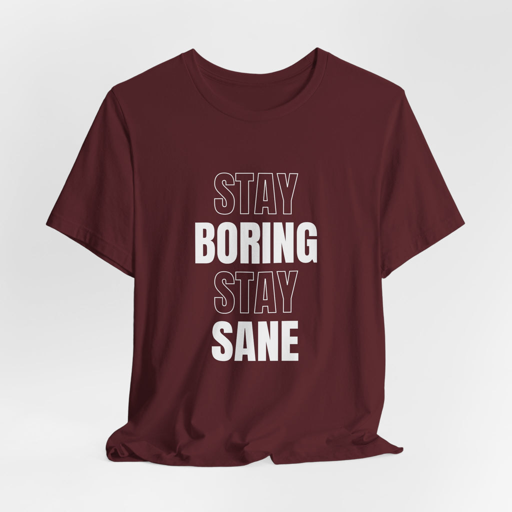 Stay Boring Stay Sane Funny Mom Gift T-Shirt for Tired Moms