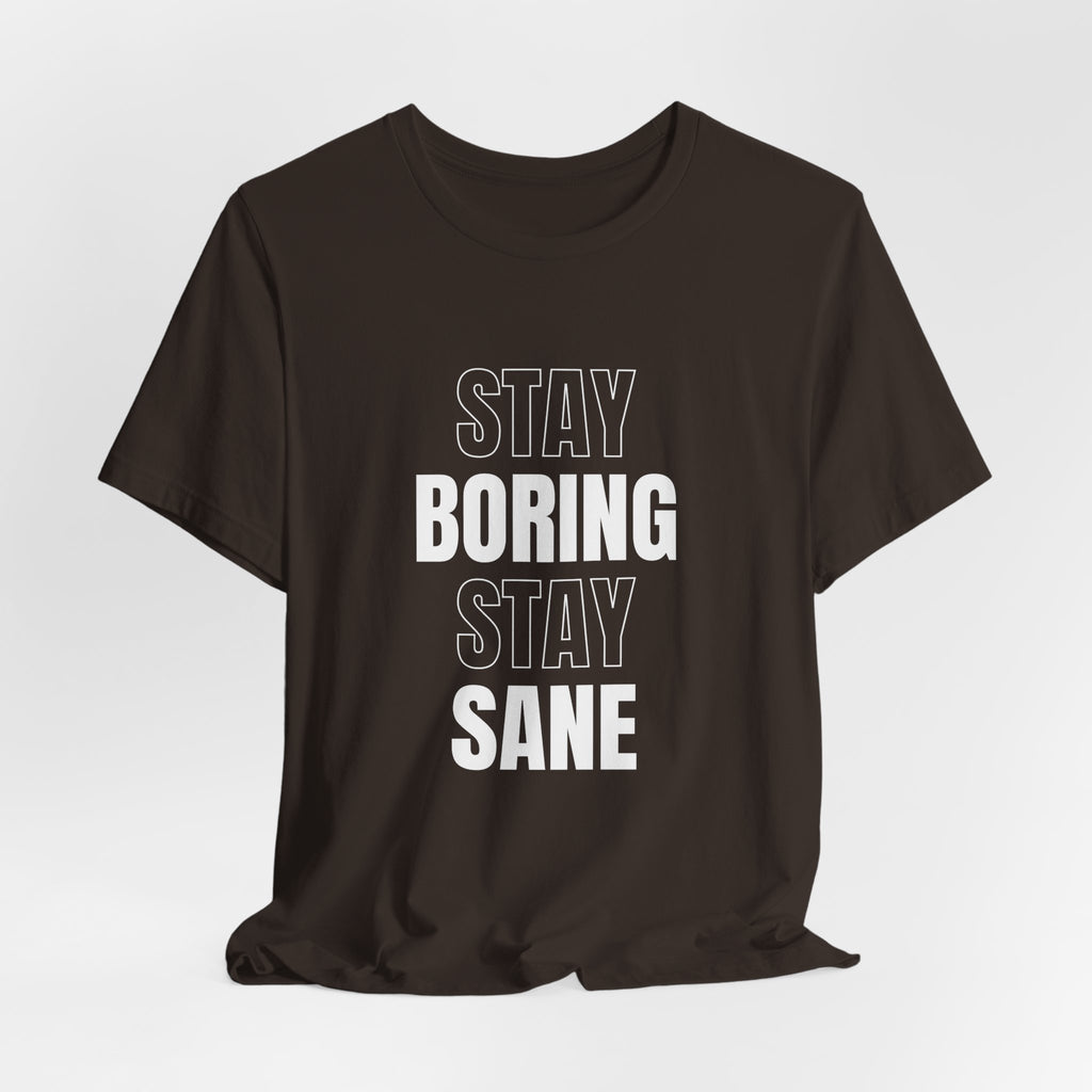 Stay Boring Stay Sane Funny Mom Gift T-Shirt for Tired Moms